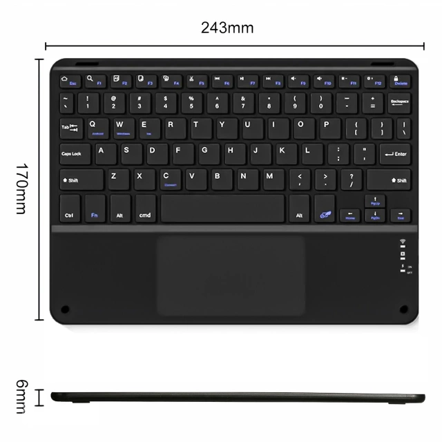 Klawiatura Bezprzewodowa z touchpadem Bluetooth touchpad do PC TV tabletu USB-C Alogy Wireless Czarna