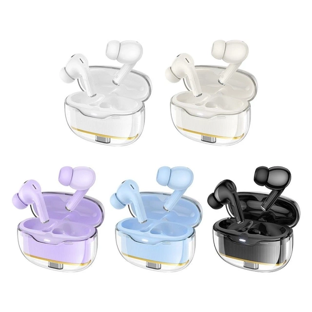 Бездротові Bluetooth-навушники HOCO EW54 TWS – фіолетові з зарядним кейсом