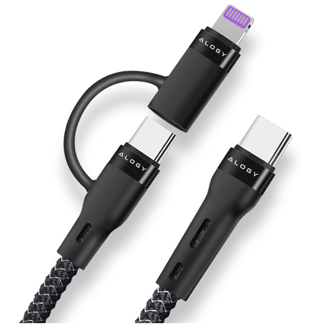 Кабель Alogy 2in1 USB-C to Lightning PowerDelivery для Apple iPhone PD 60W 100cm Black