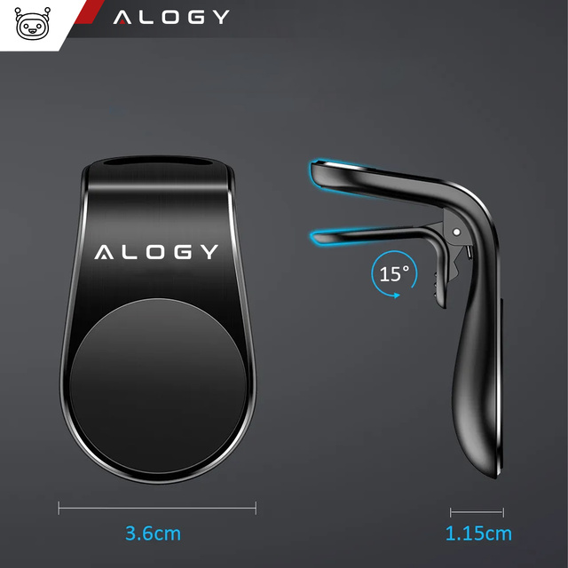 Uchwyt magnetyczny do samochodu na telefon do kratki nawiewu mocny Alogy Czarny