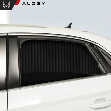 Abdeckung Magnetisches Vorhangrollo für hintere Seitenfenster für Auto, Sonnenschutz, UV-Schutz, Schwarz [2 Stück]