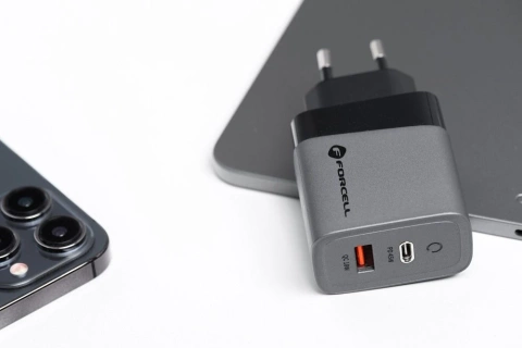 Зарядний пристрій Forcell GaN 45 Вт USB-C USB-A PD QC SFC, сірий