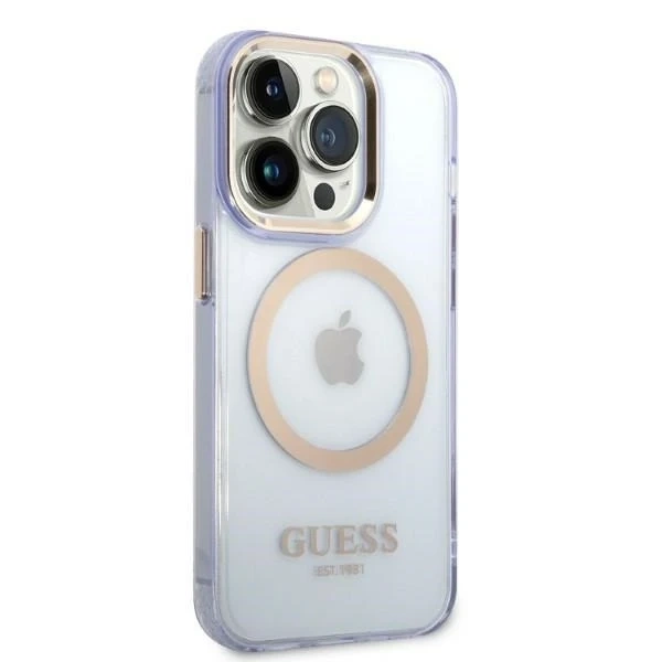 Etui Guess GUHMP14XHTCMU iPhone 14 Pro Max 6,7" lila/lila Hartschalenetui Gold Outline Translucent MagSafe