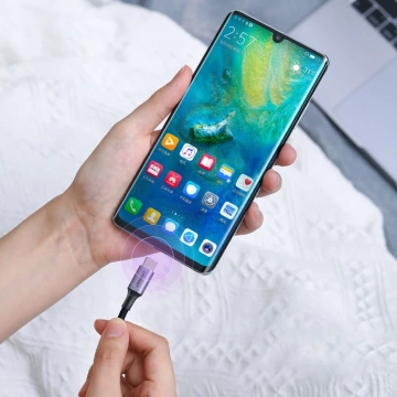 Uzelený kabel USB Typ C - USB Typ C Napájení 100W Rychlé nabíjení FCP 5A 3m šedý (90120 US316)