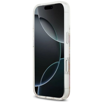 Etui Guess MagSafe do iPhone 17 Pro Resin Flowers Glitter Pink