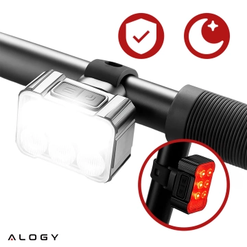 Alogy SafeRide™ LED cyklistické světlo, vodotěsné, přední a zadní, 2 kusy