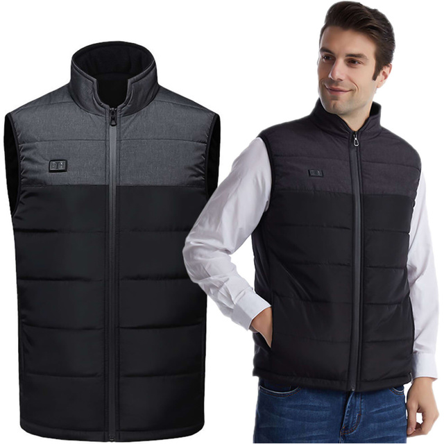 Heated Vest Heated Women Men's Quilted Sleeveless Jacket Electric Jacket Unisex Size M Winter Warm Black Gray
