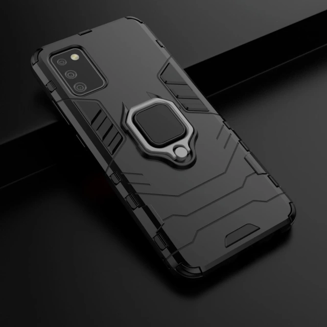 Ring Armor armored hybrid case cover with magnetic holder for Samsung Galaxy A03s (166.5) black