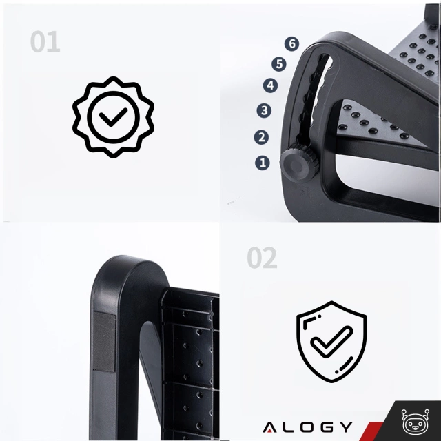 Офісна підставка для ніг підставка для ніг для роботи офісний масаж ніг регулювання висоти Alogy black