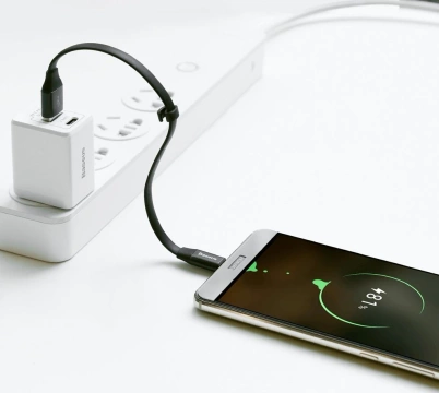 Baseus Nimble plochý kábel USB / USB-C kábel s držiakom 2A 0,23M čierny (CATMBJ-01)
