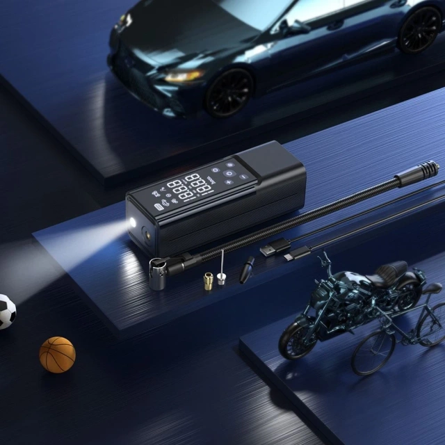 Přenosný akumulátorový vzduchový kompresor HOCO 5000mAh ZP7 černý