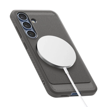 Case of Samsung Galaxy S25 Marble Gray Spigen Rugged Armor Mag MagSafe