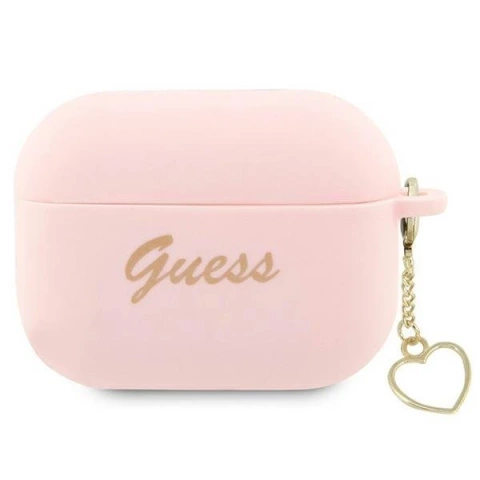 Guess GUAP2LSCHSP protective earphone case for Apple AirPods Pro 2 cover pink/pink Silicone Charm Heart Collection