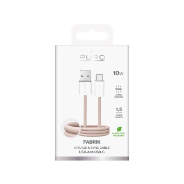 Kabel Puro Fabrik 2.0 USB-A – USB-C 10W 1,5m beżowy w oplocie