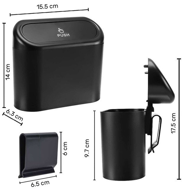 Car trash can organizer mini small car trash can Alogy black garbage bags 90pcs mix 6 rolls