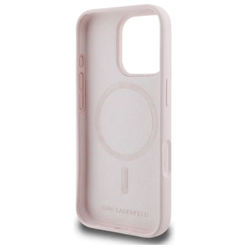 Etui Karl Lagerfeld Silicone Double Heads Print MagSafe do iPhone 16 Pro Max Pink