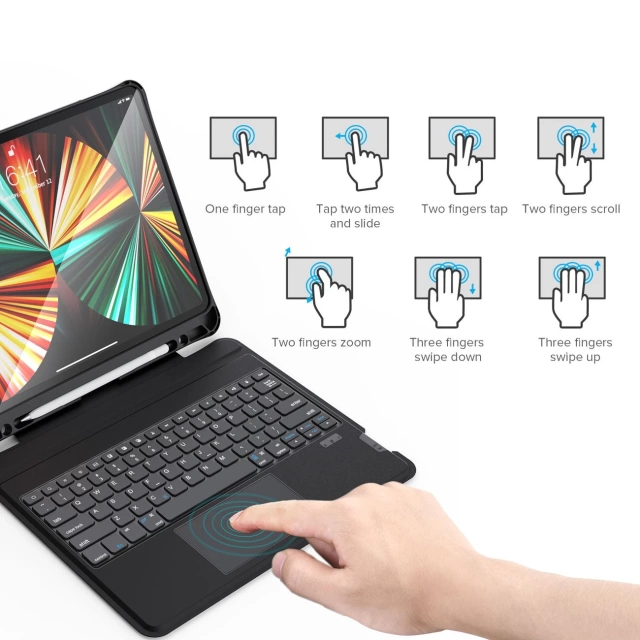 Choetech Tastaturhülle für iPad Pro 12.9 "2020/2021 Drahtlose Bluetooth-Tastatur Schwarz (BH-015)