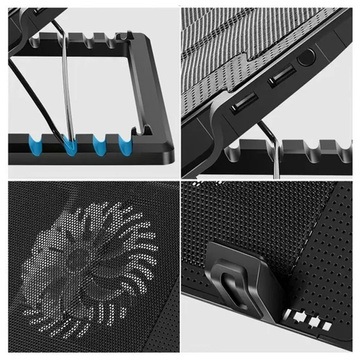 Laptop Cooling Pad LED Backlit Laptop Stand NoteBook ChromeBook 9-17" BHP Black