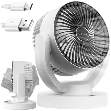 Malý ventilátor Mini stolný ventilátor Prenosný bezdrôtový tichý biely
