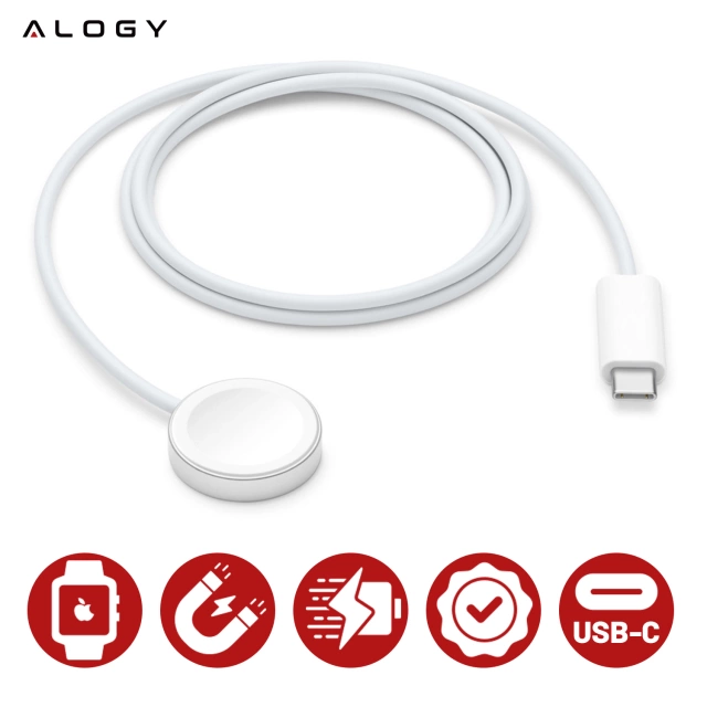 Alogy magnetický QI indukční nabíjecí kabel pro Apple Watch USB-C typ C 100cm 1M bílý
