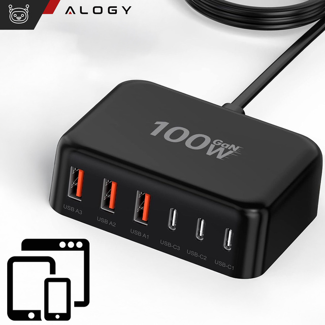 Розгалужувач HUB Alogy Adapter для ноутбука з USB-C на 3x USB-A 2.0 1x USB-A 3.0 сірий