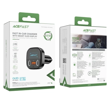 Автомобільний зарядний пристрій Acefast 101W 2x USB Type C / USB, PPS, Power Delivery, Quick Charge 4.0, AFC, FCP black (B5)