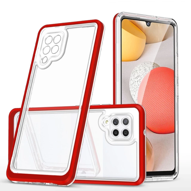 Clear 3in1 case for Samsung Galaxy A42 5G gel cover with frame red