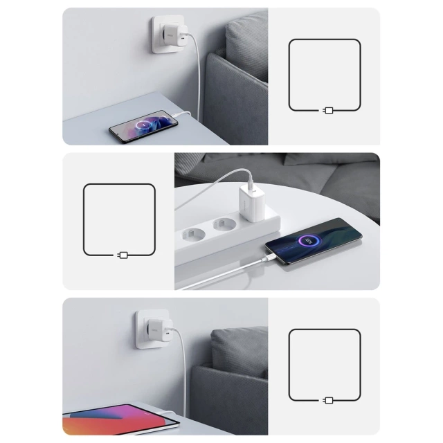 Nástenná nabíjačka UGREEN 2x USB Type C 40W Power Delivery biela (10343)