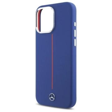 Puzdro Mercedes pre iPhone 16 Pro Max 6,9" tmavomodré pevné puzdro MagSafe Silicone Red Stripe