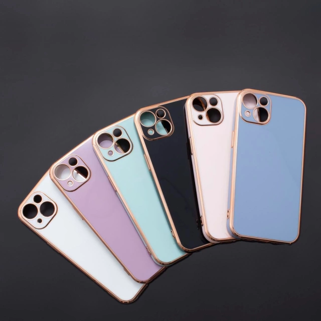 Lighting Color Case for iPhone 12 Pro gel cover with a gold frame mint