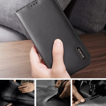 iPhone 16e Dux Ducis Hivo Protective Case with Flip and RFID Protection - Black