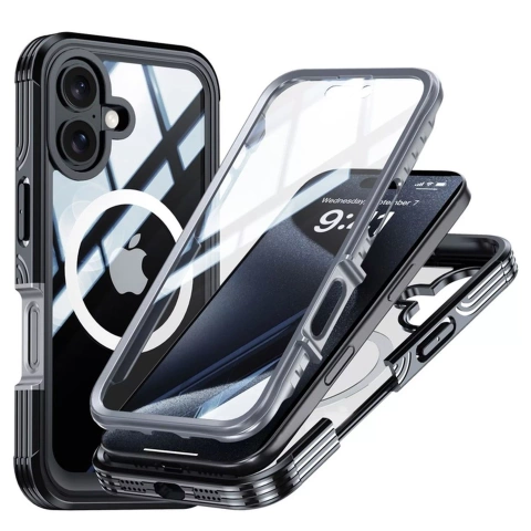 Ochranný kryt pro Apple iPhone 16 Alogy Shield360 MagCase™️ pro MagSafe s ochranou displeje a fotoaparátu, černý
