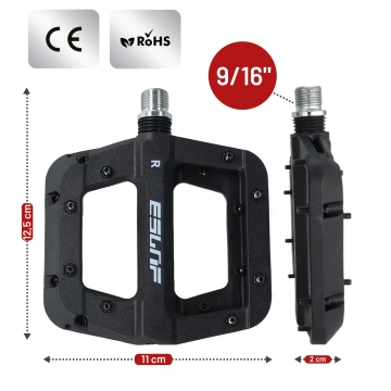 Platform bicycle pedals for road and mountain bikes, MTB platform, 3 bearings, black, set [2 pcs.] Black