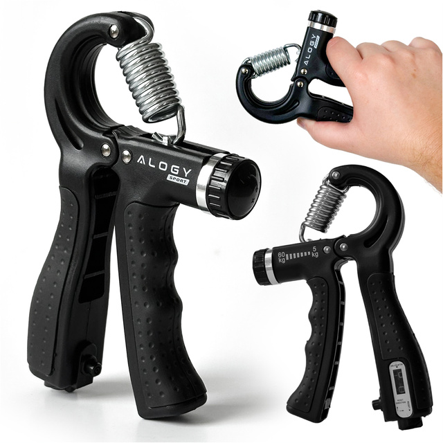 Rukoväť rukoväte na cvičenie, nastaviteľný vysoký odpor 10-60kg Alogy Sport grip s reguláciou a pultom Black