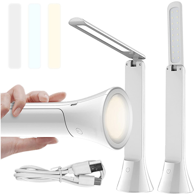 2v1 LED stolová nočná lampa Svietidlo Bezdrôtová dotyková lampa 3 režimy nastavenia svetla v bielej farbe