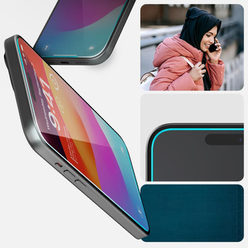 2x Panzerglas für iPhone 15 Spigen Glas.TR „EZ FIT“ Klar