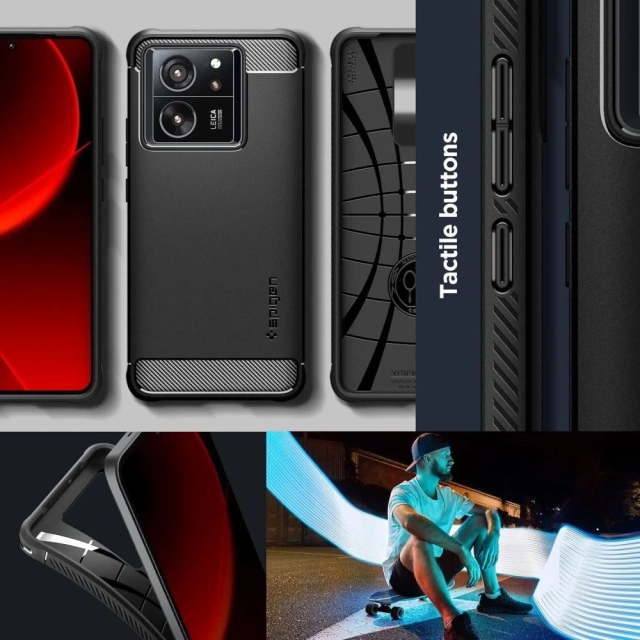 Spigen Rugged Armor Handyhülle Schutzhülle für Xiaomi 13R/13T Pro Mattschwarz