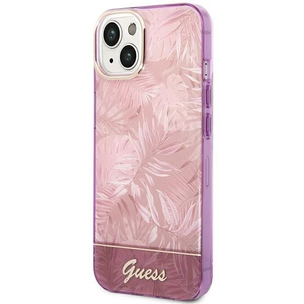 Guess GUHCP14MHGJGHP case for Apple iPhone 14 Plus 6.7" pink/pink hardcase Jungle Collection