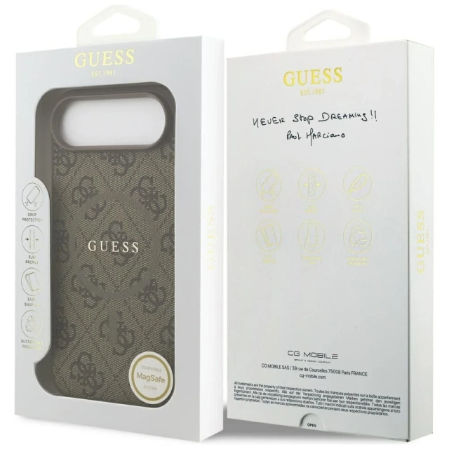 Etui Guess 4G Ring Classic Logo MagSafe do iPhone 17 Air brązowe