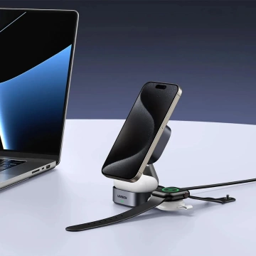 Зарядний пристрій Ugreen W702 3-в-1 MagSafe Qi2 15 Вт, складний, USB-C, чорний