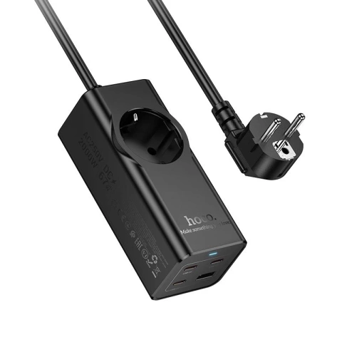 Prodlužovací kabel nabíječky Hoco NS9 2m 67W 1x230V USB-C 3x USB-A černá