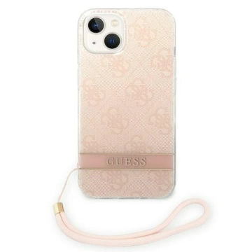 Guess GUOHCP14MH4STP Hülle für Apple iPhone 14 Plus 6,7" rosa/rosa Hardcase 4G Print Strap
