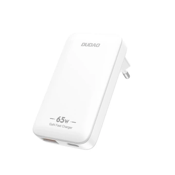 Dudao A65Q 65W GaN nabíječka do zásuvky USB-C/USB-A PD EU/US – bílá