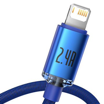 1,2 m Baseus Crystal-Kabel USB-Kabel für Lightning iPhone 2.4A Blau