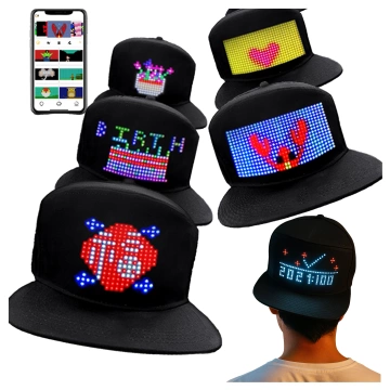 Бейсболка Alogy PixelCap™ LED із RGB-світлодіодним підсвічуванням, Bluetooth Pixels, керування за допомогою мобільного телефону, додаток Pixel, чорна
