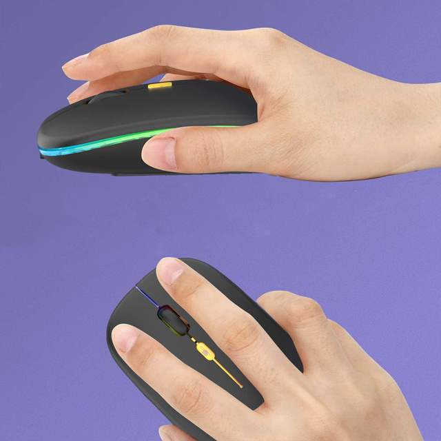 Мишка Silent Slim Mouse Alogy LED RGB підсвічування для планшетного ноутбука Black