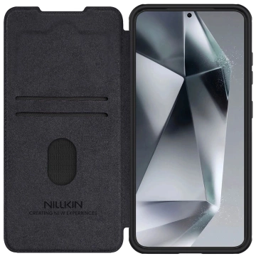 Чохол для Samsung Galaxy S25 Nillkin Qin Pro чорний з відкидною кришкою