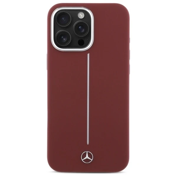 Чохол Mercedes для iPhone 16 Pro Max 6.9" Red Hardcase Silicone White Stripe MagSafe