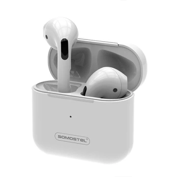 Bluetooth Headphones SOMOSTEL PRO 4 TWS White BT 5.3 Earbuds Noise Reduction