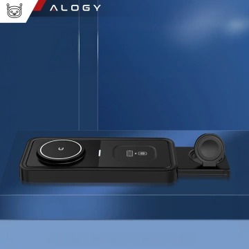 Бездротовий індуктивний зарядний пристрій Qi QC 3.0 3in1 Fast для Apple iPhone Airpods Watch Charging Station 15W чорний